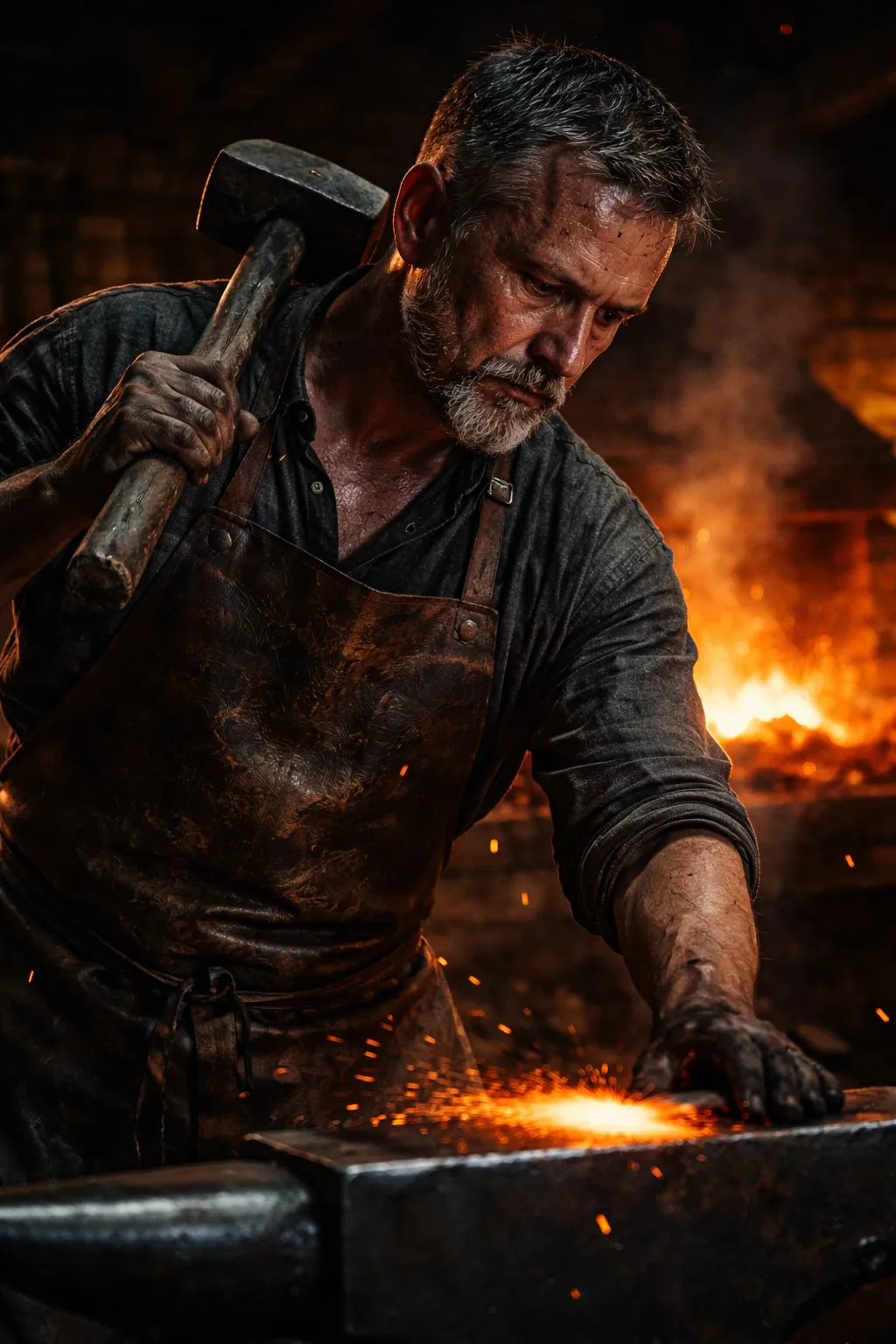 Schmiedemeister bei der Arbeit